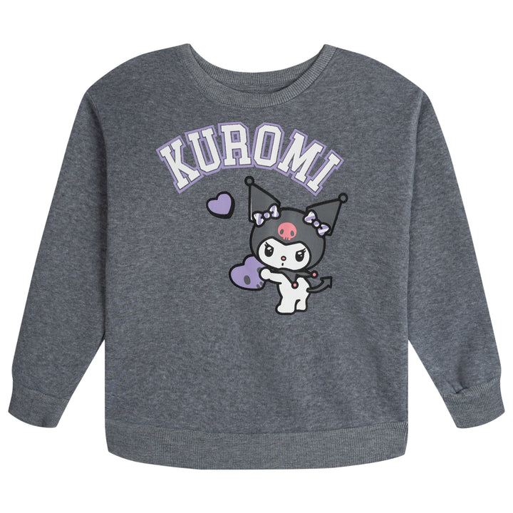 Hello Kitty Kuromi Girls' 2-Piece Sweatshirt and Joggers Set Heather Grey