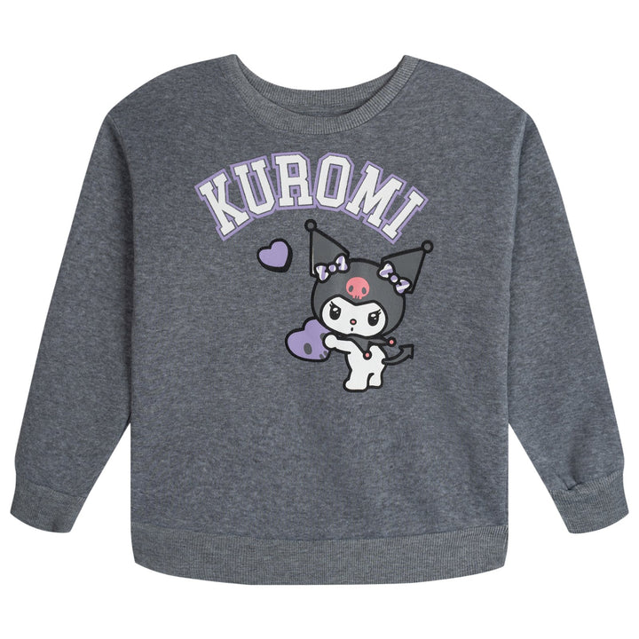 Hello Kitty Kuromi Girls' 2-Piece Sweatshirt and Joggers Set Heather Grey