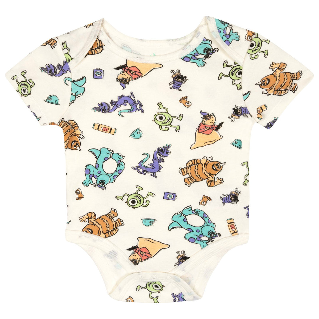 Monsters Inc. Baby 3-Pack Short Sleeve Bodysuits Mint Blue Inc