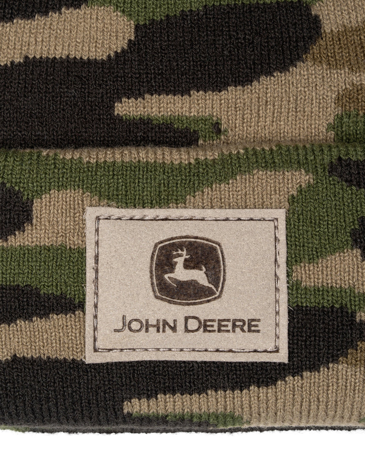John Deere Boys' Knit Beanie Hat Green Camouflage