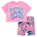 Disney Lilo & Stitch Cropped Boxy T-Shirt and Bike Shorts Outfit Set