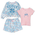 Disney Lilo & Stitch Stitch French Terry Drop Shoulder Pullover Sweatshirt, T-Shirt and Shorts 3 Piece Outfit Set