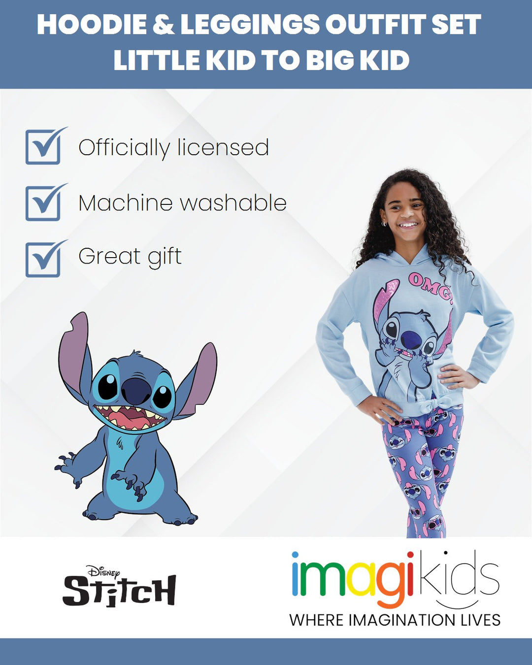 Disney Lilo & Stitch Stitch Pullover Fleece Hoodie and Leggings Outfit Set - imagikids