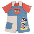 Disney Mickey Mouse Baby Twill Square Neck Short Overalls and T-Shirt Outfit Set Newborn to Infant