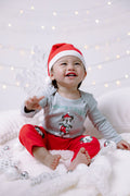 Disney Mickey Mouse Christmas Baby Bodysuit, Pants and Velour Hat 3 Piece Outfit Set Newborn to Infant