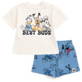 Disney Mickey Mouse Waffle knit T-Shirt Shorts Outfit Set