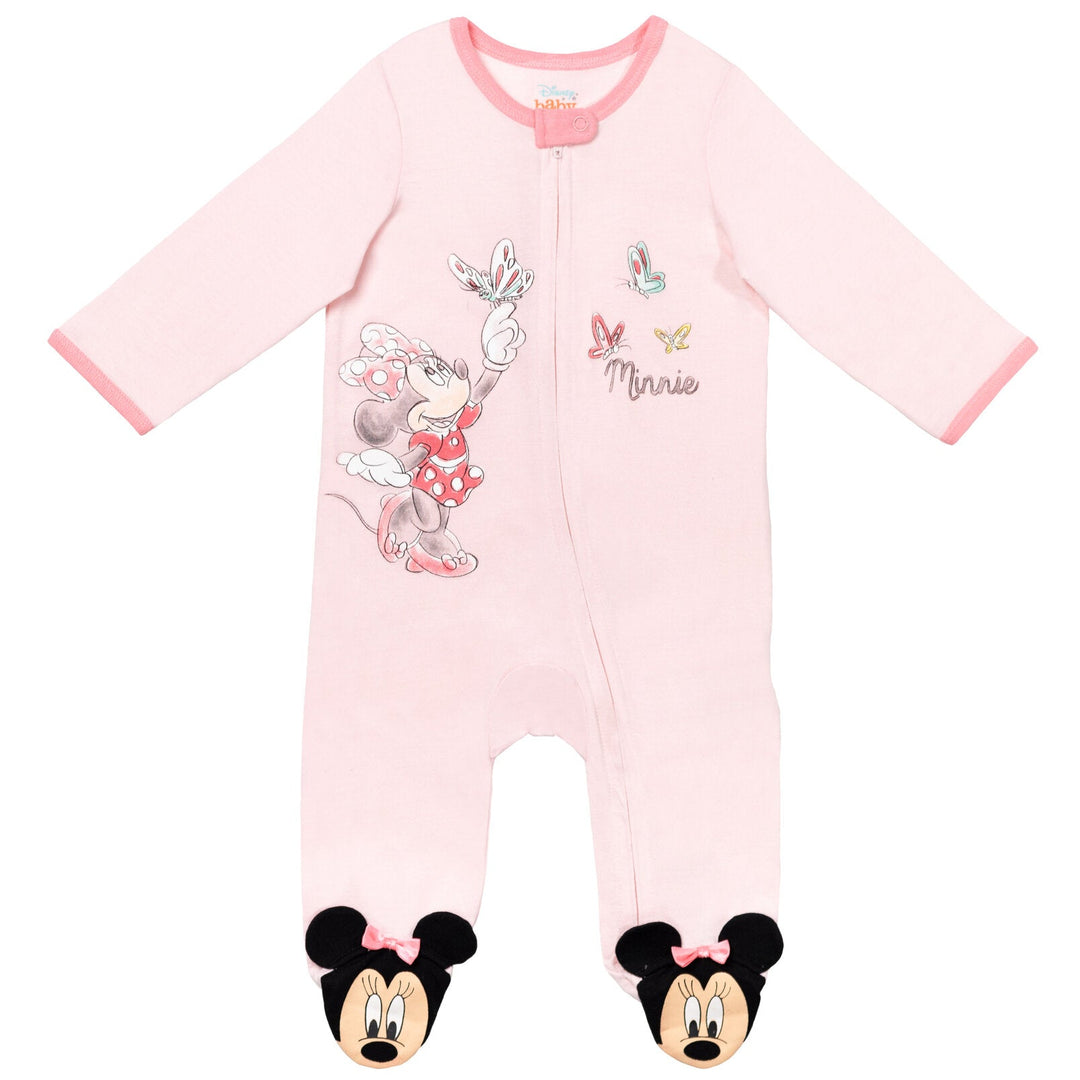 Disney Minnie Mouse 2 Pack Zip Up Sleep N' Play Coveralls - imagikids