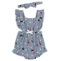 Disney Minnie Mouse Baby Girls Square Neck Chambray Romper and Headband Newborn to Infant