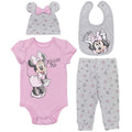 Disney Minnie Mouse Cosplay Bodysuit Pants Bib and Hat 4 Piece Outfit Set