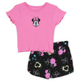 Disney Minnie Mouse Ribbed T-Shirt and French Terry Shorts Outfit Set