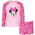 Disney Minnie Mouse UPF 50+ Rash Guard Swim Shorts Swimsuit Set