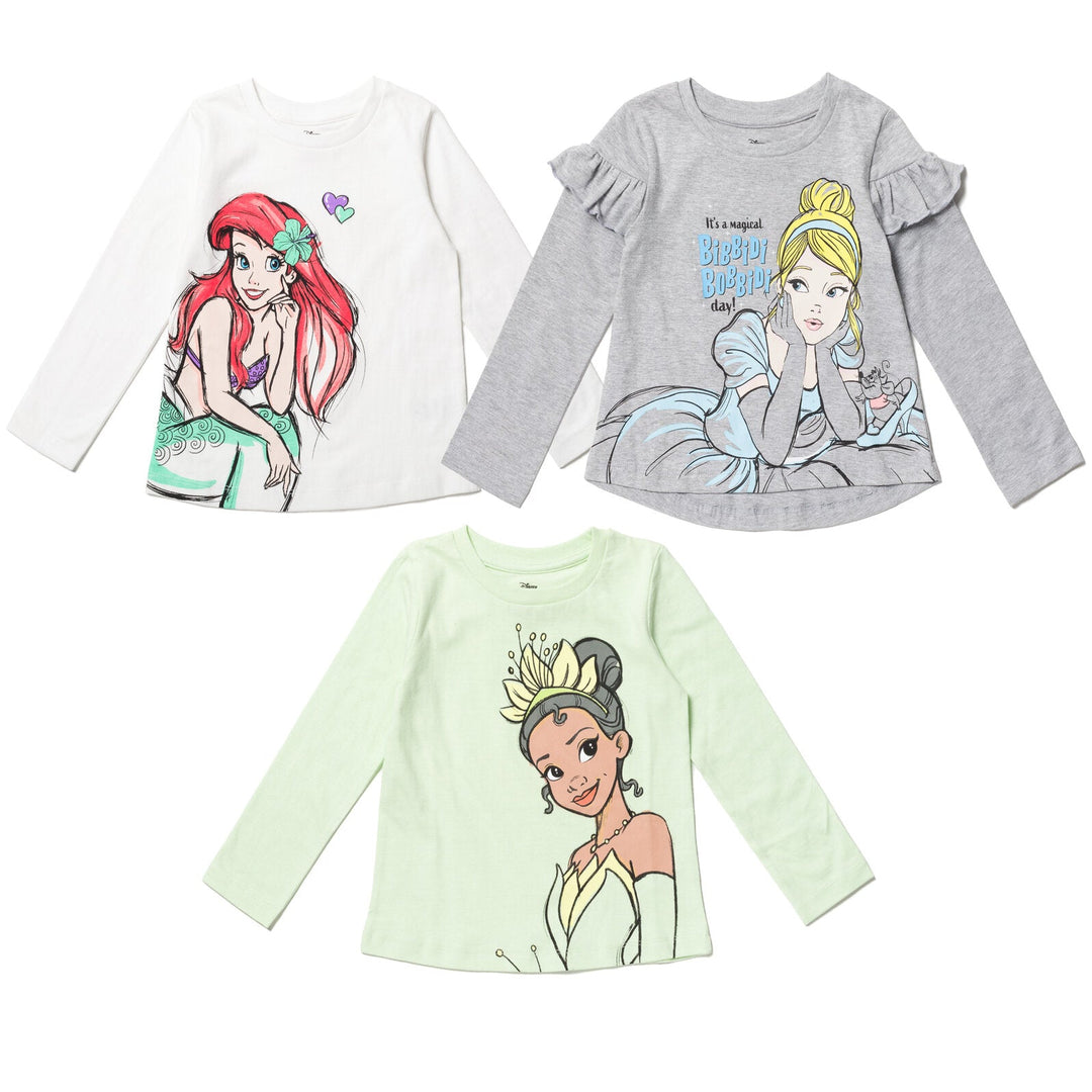 Disney Princess 3 Pack Long Sleeve T-Shirts - imagikids