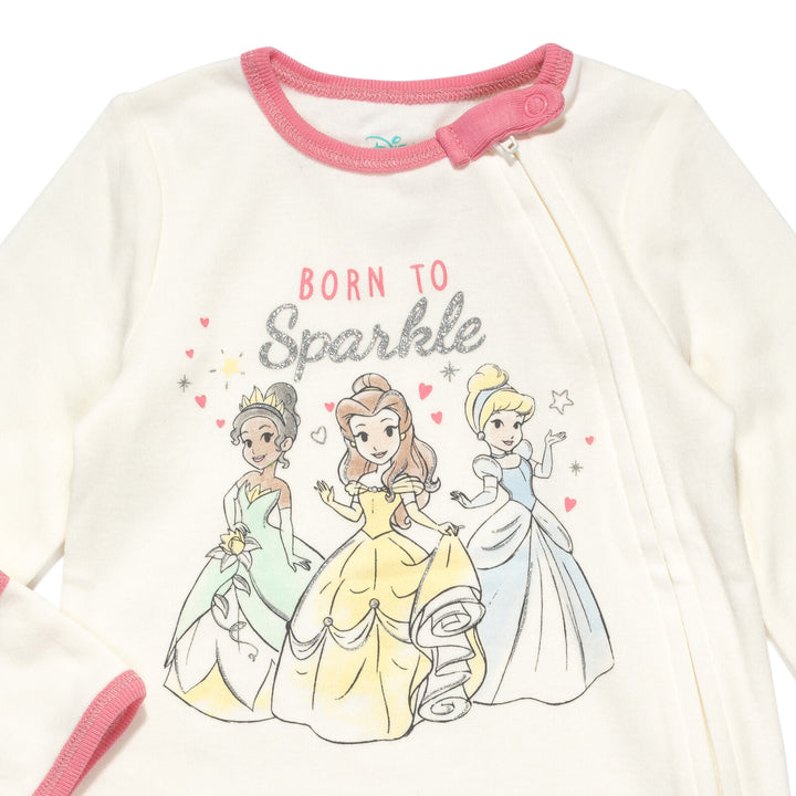 Disney Princess Cuddly Zip Up Sleep N' Play Coverall Headband Burp Cloth and Blanket 4 Piece Outfit Set