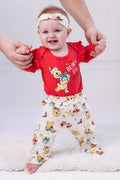 Disney Winnie the Pooh Christmas Baby Girls Bodysuit, Pants and Headband 3 Piece Outfit Set Newborn to Infant