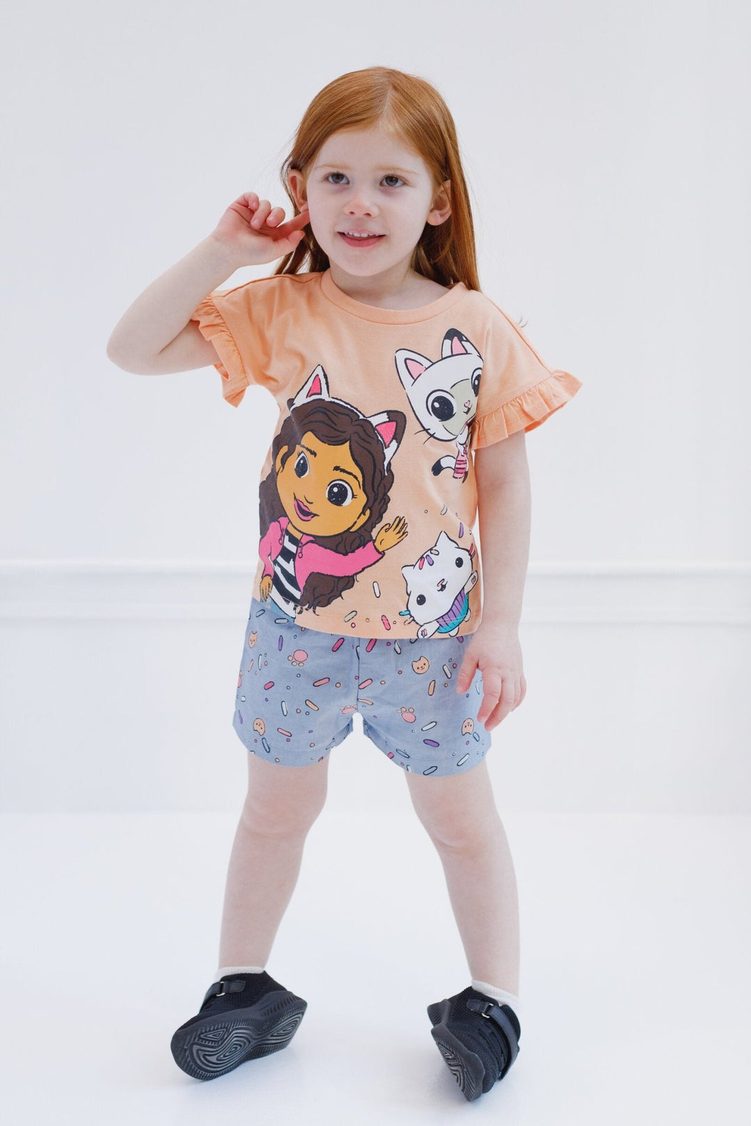 Dreamworks Gabby's Dollhouse T-Shirt and Chambray Shorts Outfit Set - imagikids
