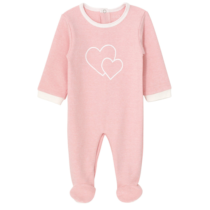 Cozeeme Baby Girls' Footed One Piece Sleep N' Play Pink White Hearts