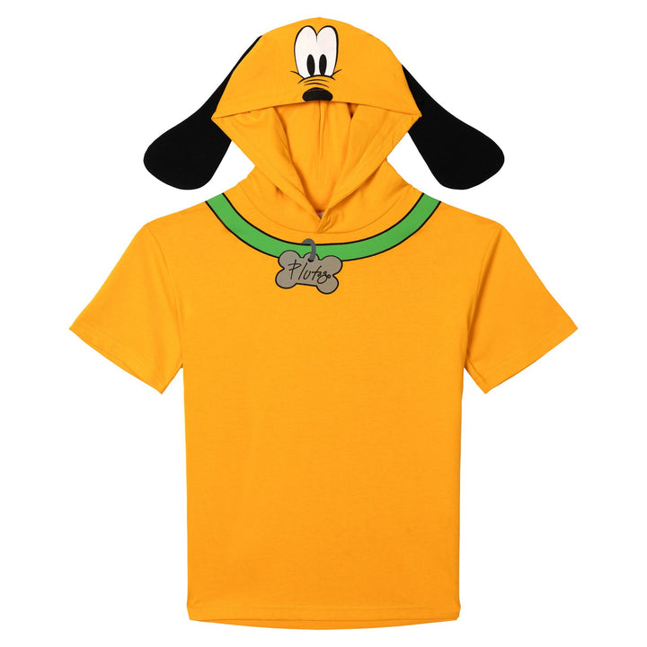 Disney Mickey Mouse Pluto Men's Cosplay Hooded T-Shirt Yellow Orange
