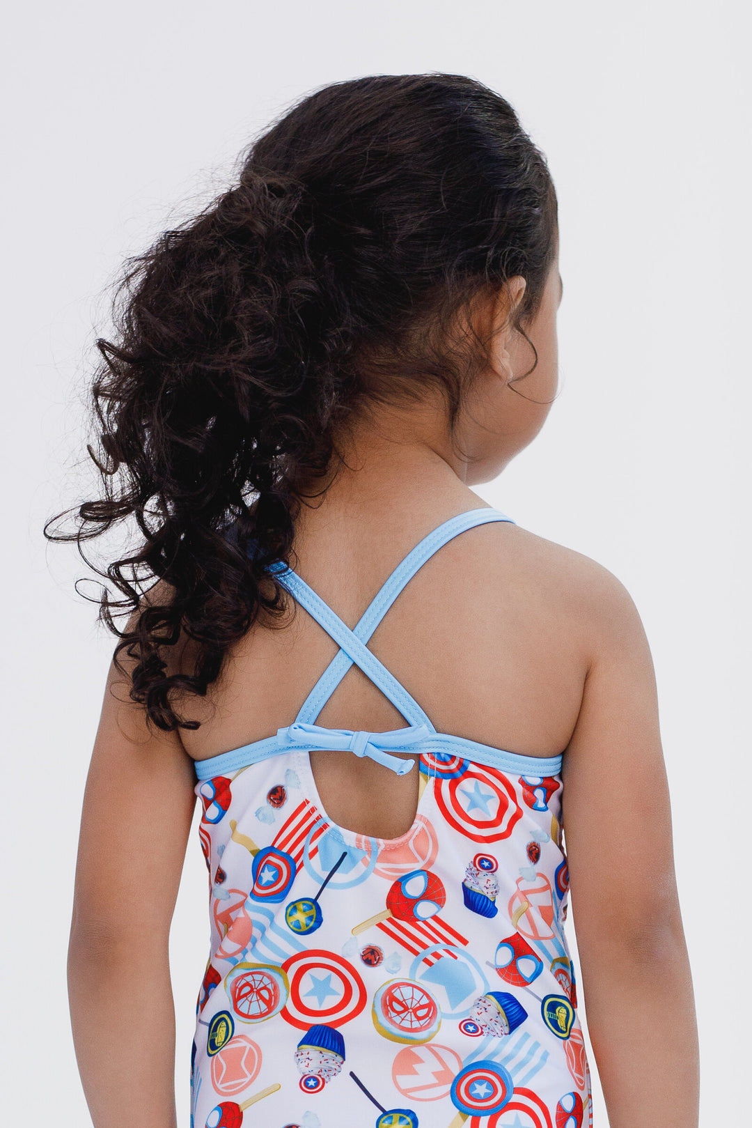 Marvel Comics Girls' One Piece Swimwear Blue White