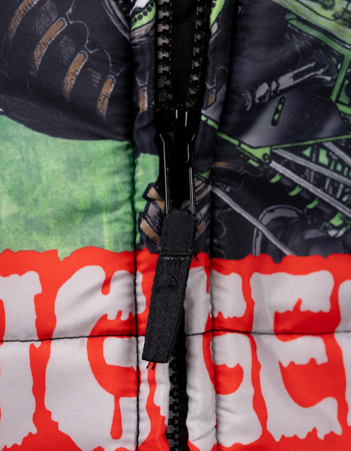Monster Jam Boys' Hooded Puffer Jacket Grave Digger Green