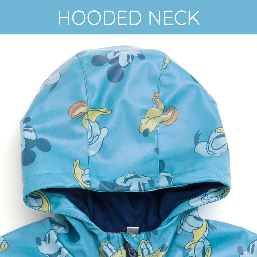Disney Mickey Mouse Boys' Hooded Zip-Up Rain Jacket Navy