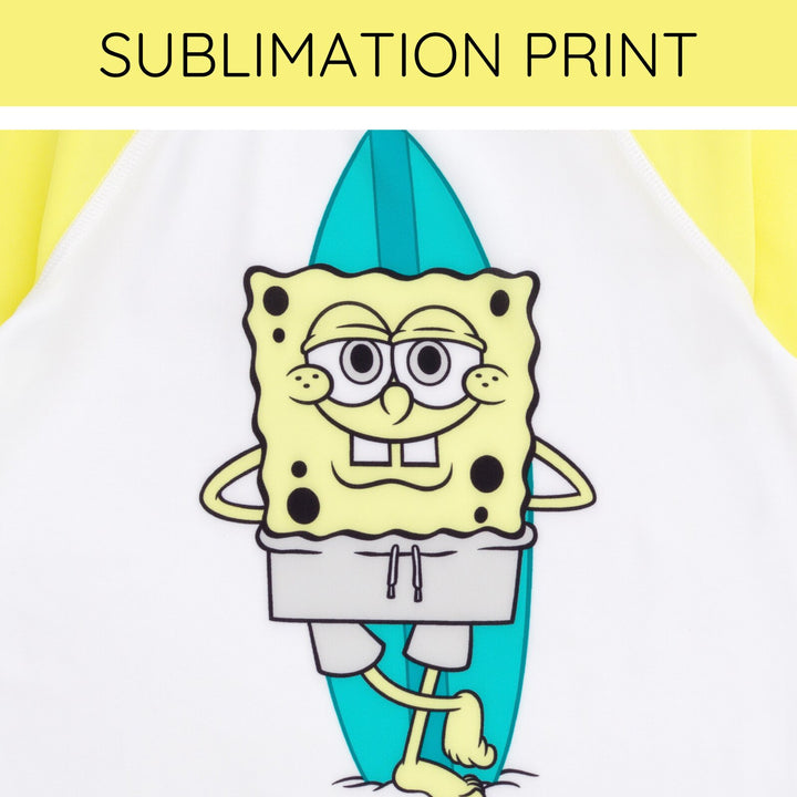 SpongeBob SquarePants Boys' 2-Piece Swimwear Rash Guard and Swim Trunks Set Teal