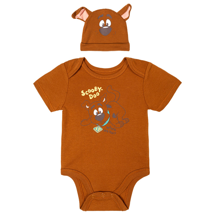 Warner Bros. Scooby-Doo Scooby Doo Baby Boys' Cosplay Bodysuit and Hat Set Brown