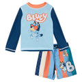 Bluey Boys' Long Sleeve Rash Guard and Swim Trunks Set Bingo Sky Blue