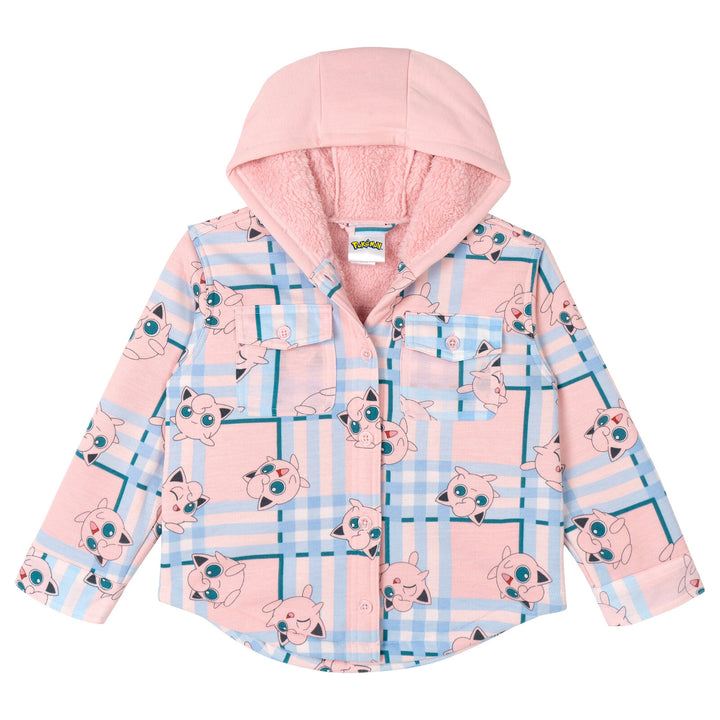Pokemon Jigglypuff Girls' Hooded Shacket Pink