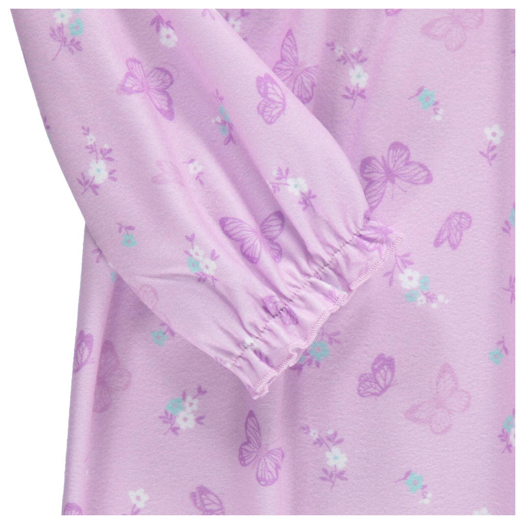 Dreamwave Girls' Long Sleeve Pajama Nightgown Lavender Butterfly