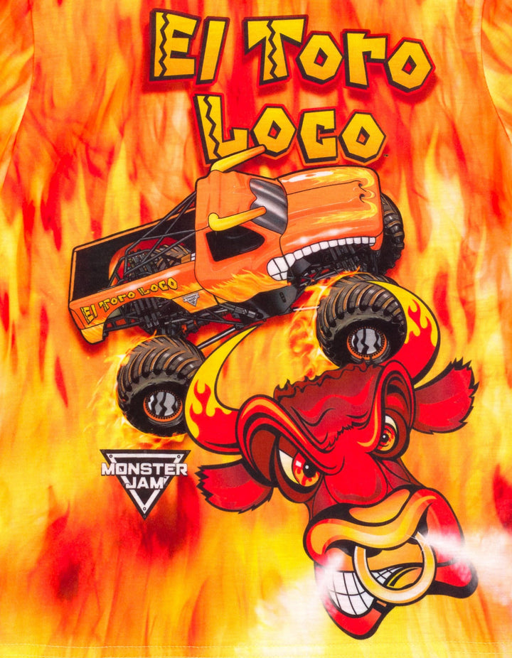 Monster Jam El Toro Loco Boys' 2-Piece Pajama Tee and Shorts Set Orange