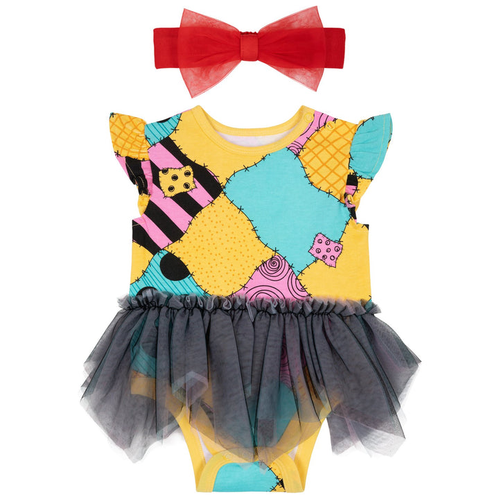 Nightmare Before Christmas Sally Cosplay Dress and Headband Set Red Patchwork
