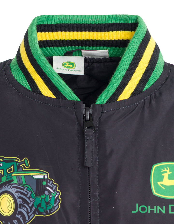 John Deere Boys' Varsity Bomber Jacket Green and Black