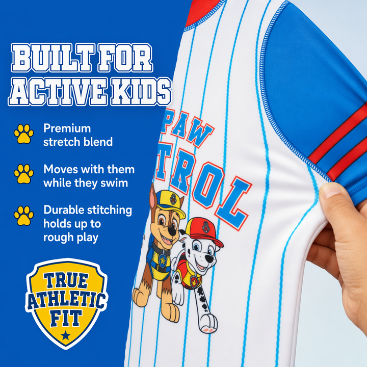 Nickelodeon Paw Patrol 2-Piece Rash Guard and Swim Trunks Set Blue Pinstripe