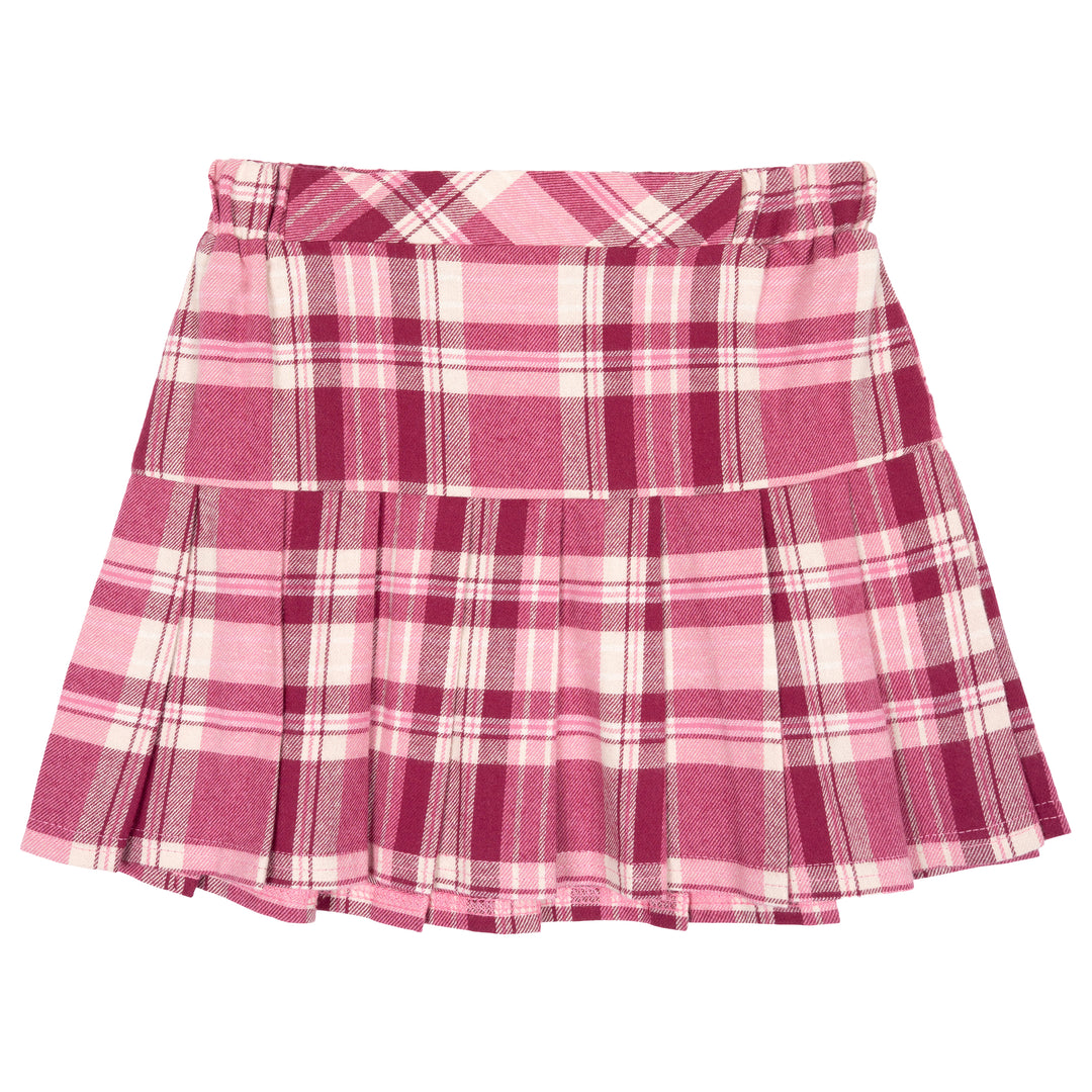 Marvel Spider-Man Girls' Fleece Sweatshirt and Pleated Skirt Set Pink Plaid