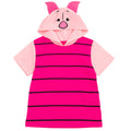 Disney Winnie the Pooh Piglet Men's Cosplay Short Sleeve Hooded T-Shirt Two Tone Pink