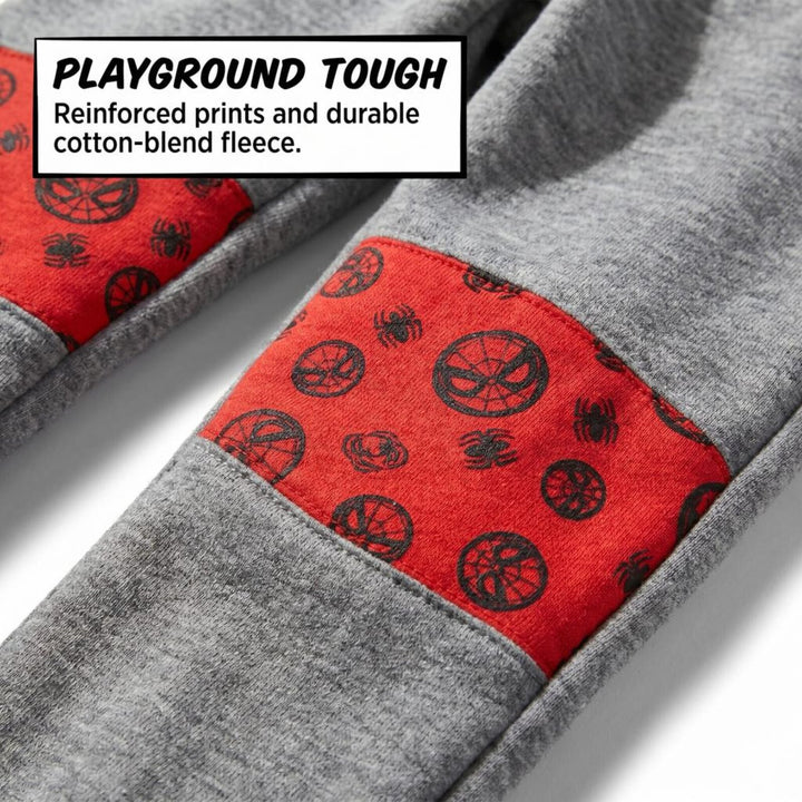 Marvel Spider-Man Boys' Fleece 2-Piece Hoodie and Pants Set Red Grey