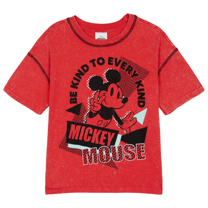 Disney Mickey Mouse Girls' Short Sleeve T-Shirt Red Be Kind