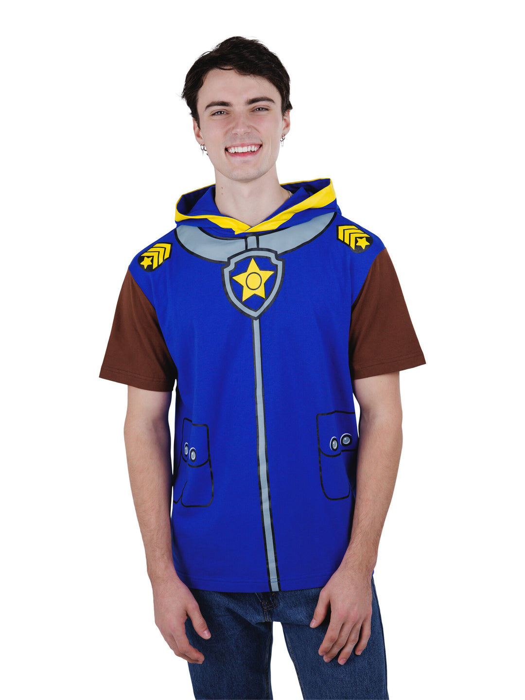 Paw Patrol Chase Men's Cosplay Hooded T-Shirt Navy Blue