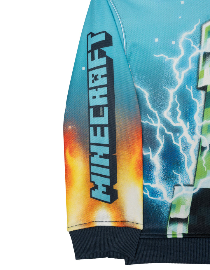 Minecraft Boys' Fleece 2-Piece Sweatshirt and Pants Set Dark Navy Creeper