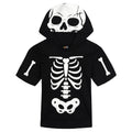 imagikids Adult Men or Women Cosplay Hooded T-Shirt Bone Black White