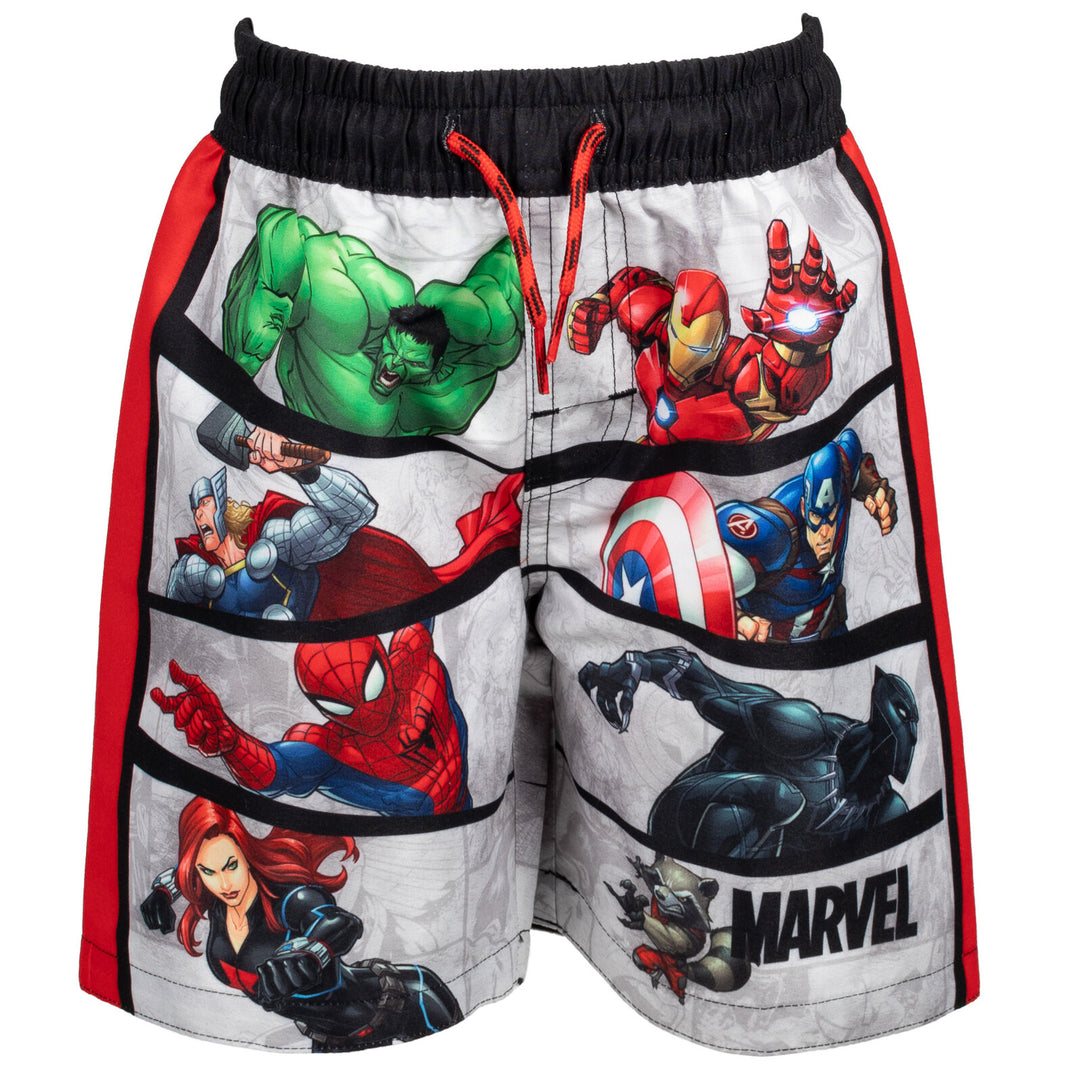 Marvel Avengers Captain America Swimwear 2-Piece Rash Guard and Trunks Set Grey