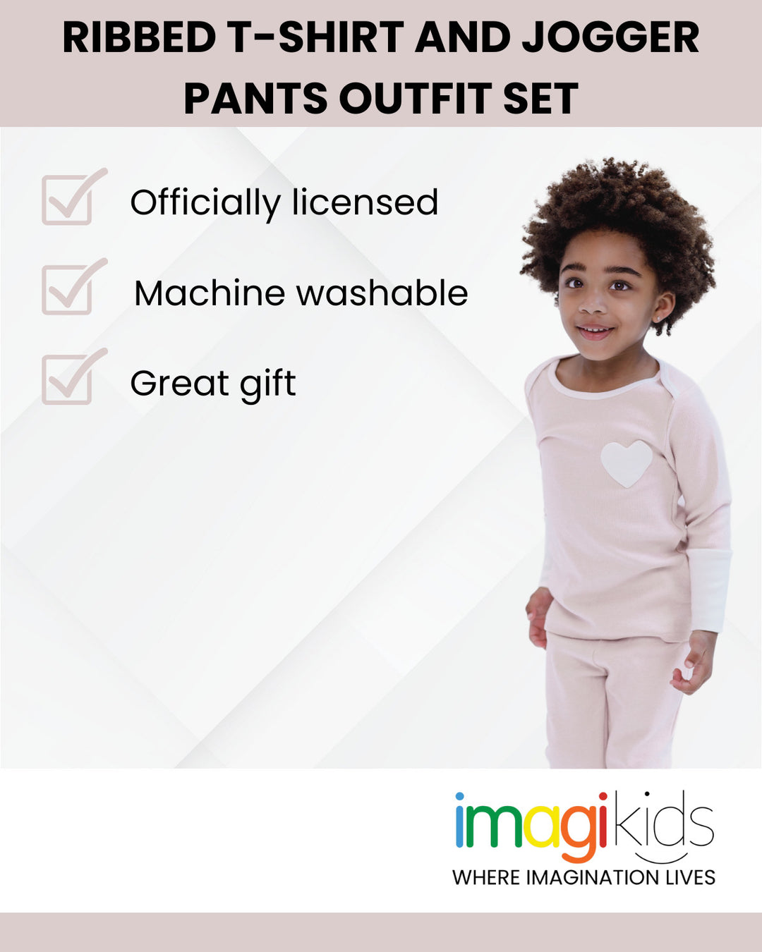 Cozeeme Girls' 2-Piece Tee and Pants Set Ribbed Pale Pink