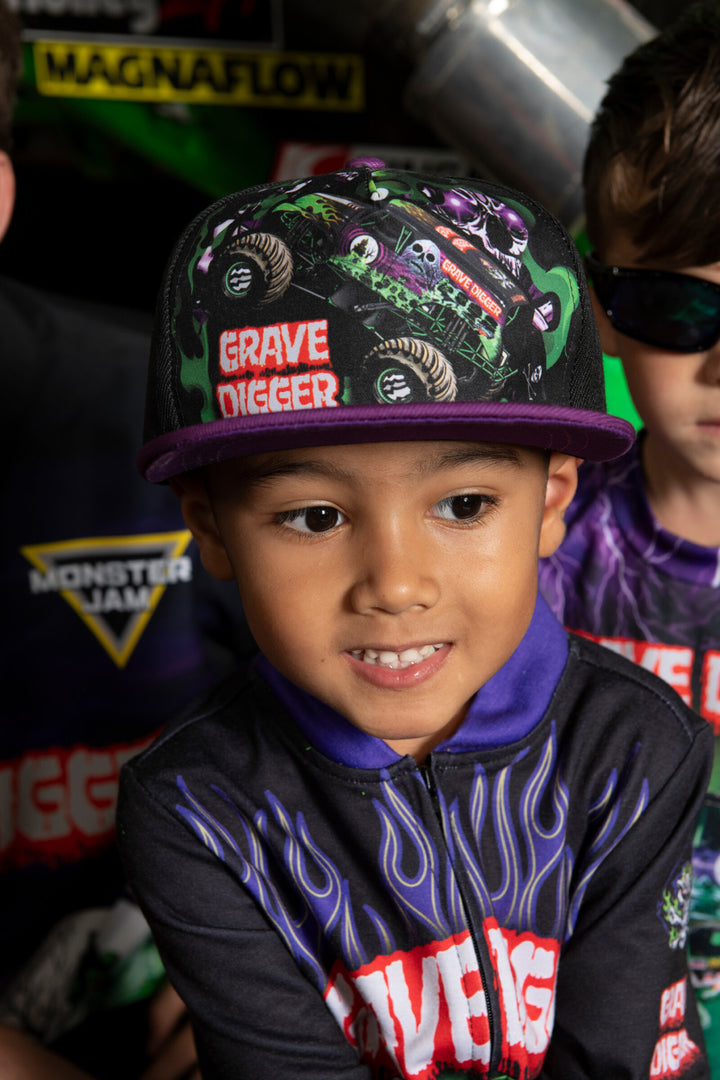 Monster Jam Grave Digger Boys' Strapback Baseball Cap Black