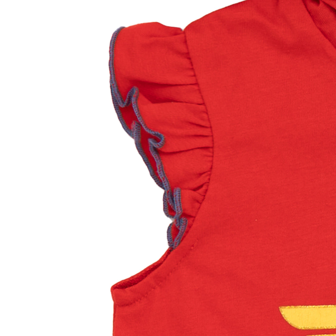 DC Comics Justice League Wonder Woman Girls' Tee and Shorts Set Red Blue