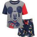 Disney Mickey Mouse Boys' T-Shirt and French Terry Shorts Set Grey Navy Red
