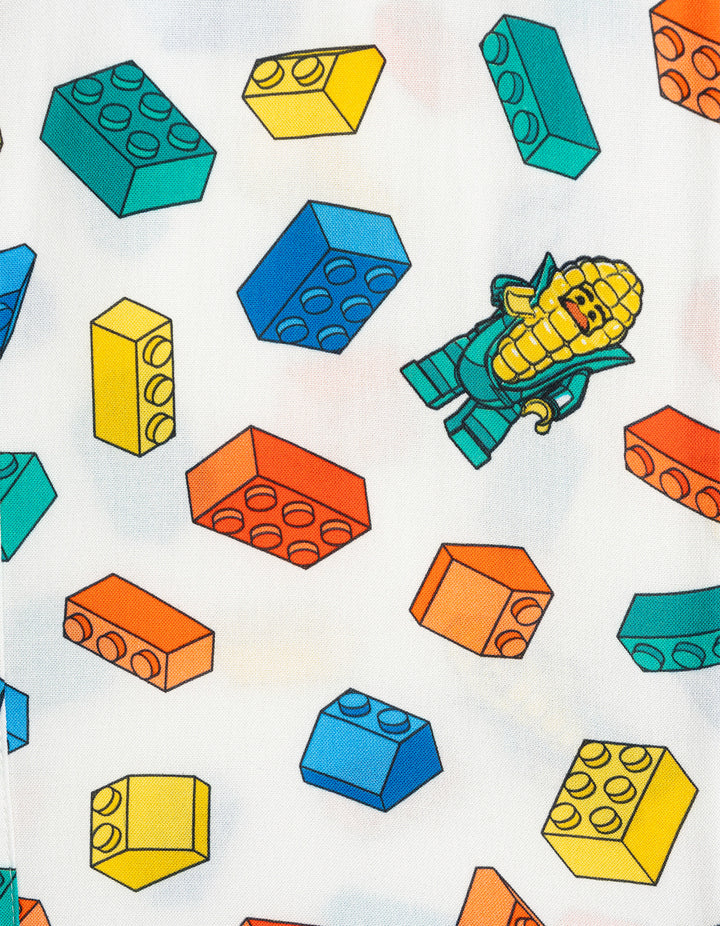 LEGO Boys' Short Sleeve Button Down Shirt Bricks Tusk
