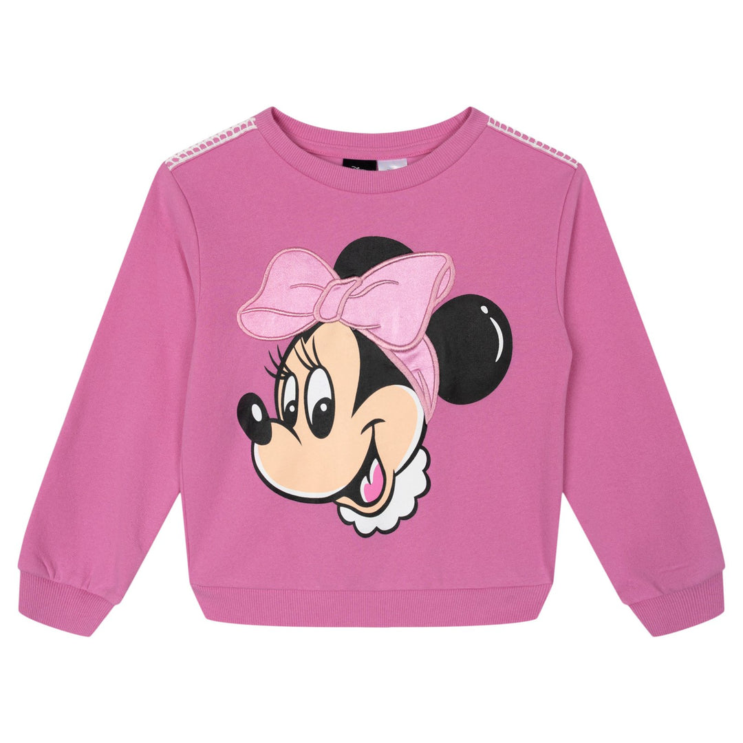 Minnie Mouse Girls' Fleece 2-Piece Sweatshirt and Pants Set Bright Pink