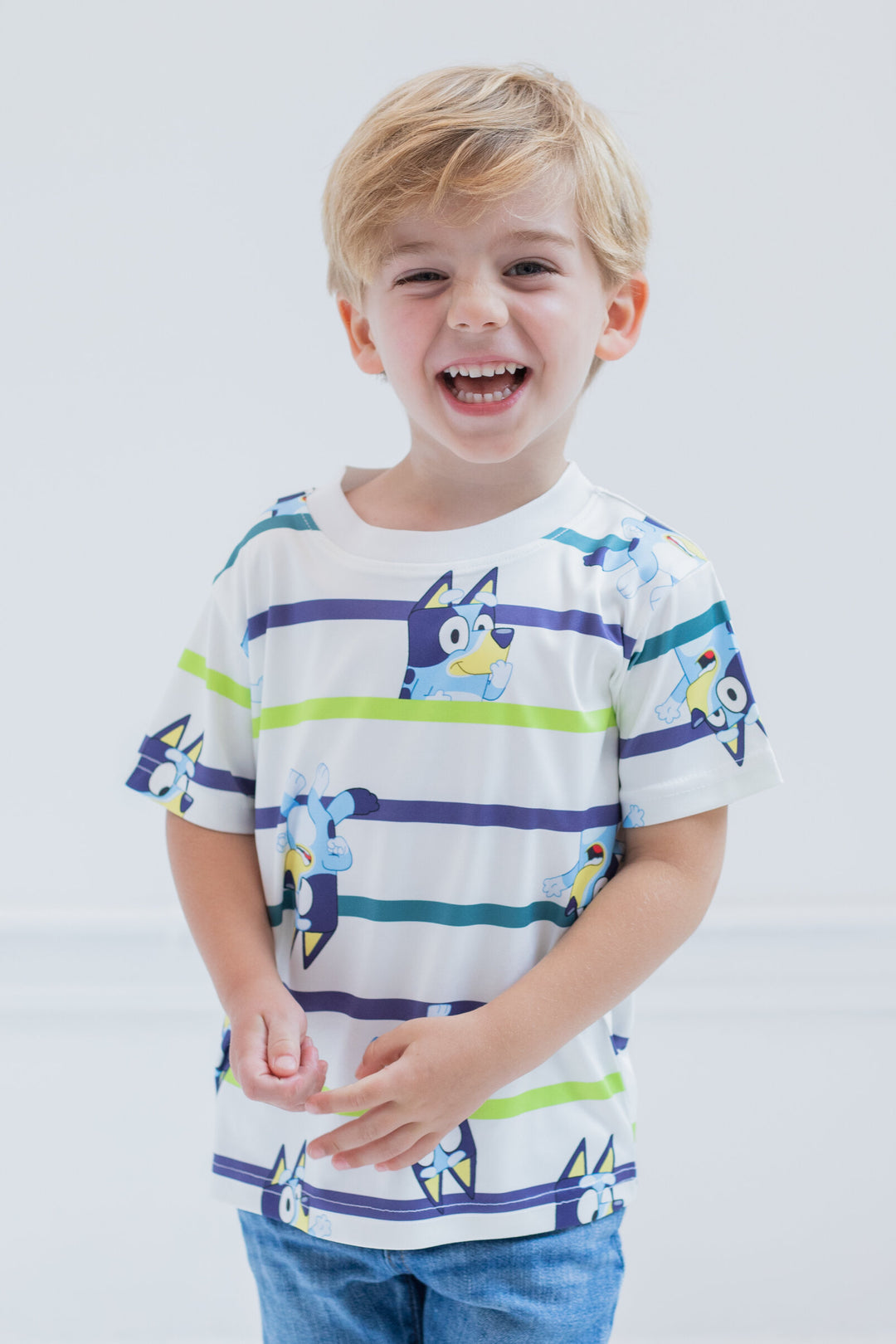 Bluey Boys' 3-Pack Athletic T-Shirts Navy Teal Lime