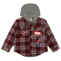 Marvel Spider-Man Boys' Fleece Hooded Shirt Jacket Grey Teal