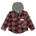 Marvel Spider-Man Boys' Fleece Hooded Shirt Jacket Grey Teal